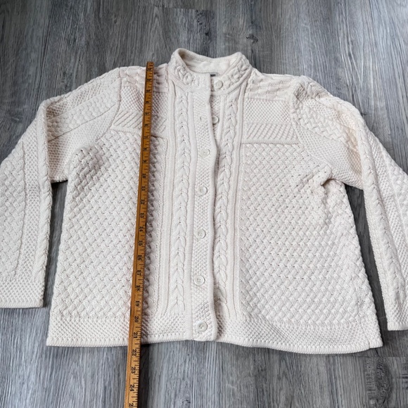 LL BEAN Cable-Knit Cardigan womens large petite cream - Picture 3 of 8